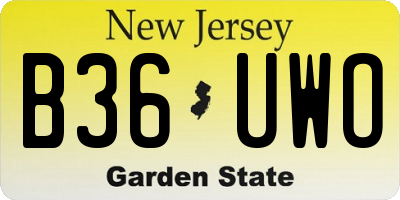NJ license plate B36UWO