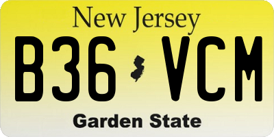 NJ license plate B36VCM