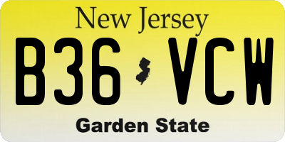 NJ license plate B36VCW