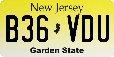 NJ license plate B36VDU