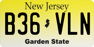 NJ license plate B36VLN