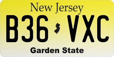 NJ license plate B36VXC