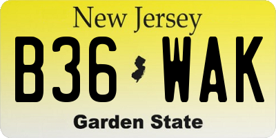 NJ license plate B36WAK
