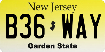 NJ license plate B36WAY