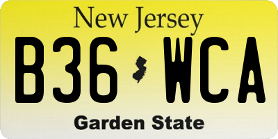 NJ license plate B36WCA