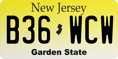 NJ license plate B36WCW