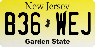 NJ license plate B36WEJ