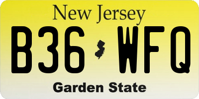 NJ license plate B36WFQ