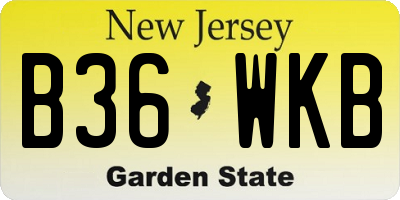 NJ license plate B36WKB