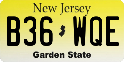 NJ license plate B36WQE