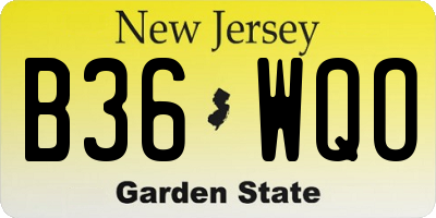 NJ license plate B36WQO