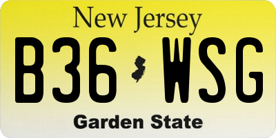 NJ license plate B36WSG