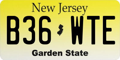 NJ license plate B36WTE