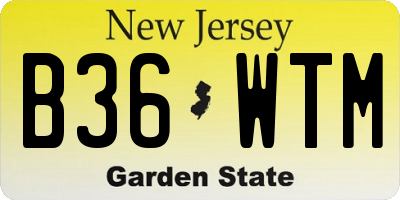 NJ license plate B36WTM