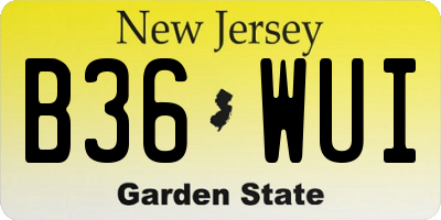 NJ license plate B36WUI