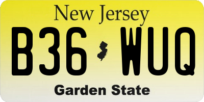 NJ license plate B36WUQ