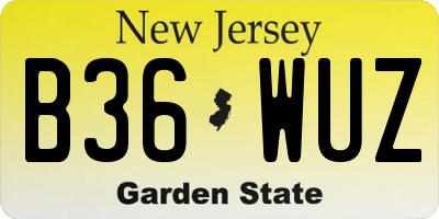 NJ license plate B36WUZ