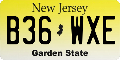 NJ license plate B36WXE
