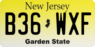 NJ license plate B36WXF