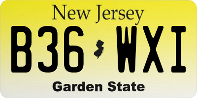 NJ license plate B36WXI