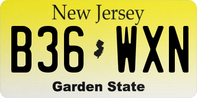 NJ license plate B36WXN
