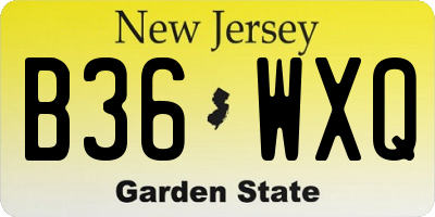 NJ license plate B36WXQ