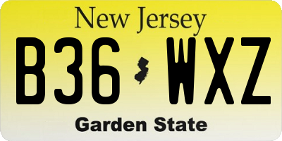 NJ license plate B36WXZ