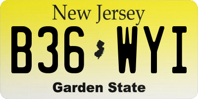 NJ license plate B36WYI