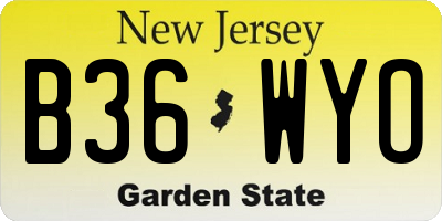 NJ license plate B36WYO