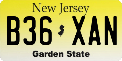 NJ license plate B36XAN