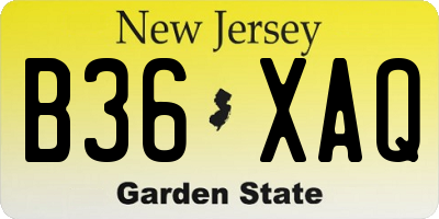 NJ license plate B36XAQ