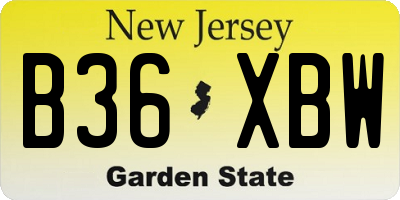 NJ license plate B36XBW