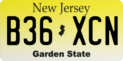 NJ license plate B36XCN