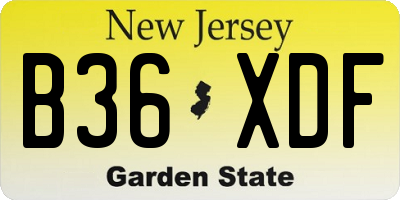 NJ license plate B36XDF