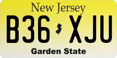 NJ license plate B36XJU