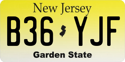 NJ license plate B36YJF