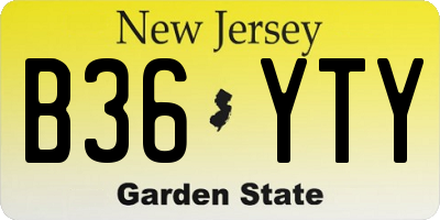NJ license plate B36YTY