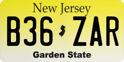 NJ license plate B36ZAR