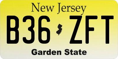 NJ license plate B36ZFT