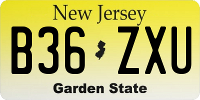 NJ license plate B36ZXU