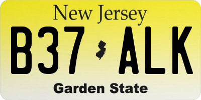 NJ license plate B37ALK