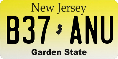 NJ license plate B37ANU