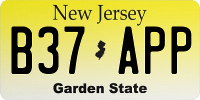 NJ license plate B37APP
