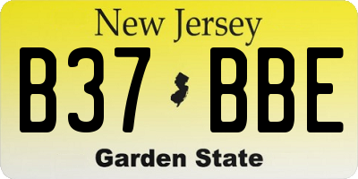 NJ license plate B37BBE