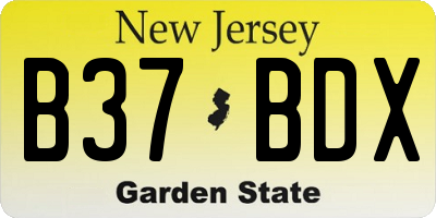 NJ license plate B37BDX