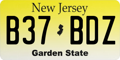 NJ license plate B37BDZ