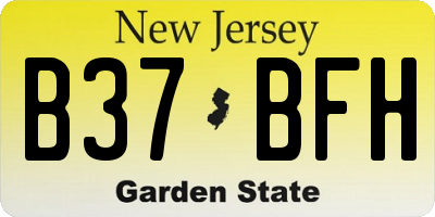 NJ license plate B37BFH