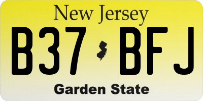 NJ license plate B37BFJ