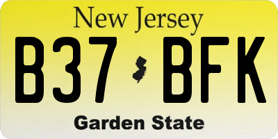 NJ license plate B37BFK