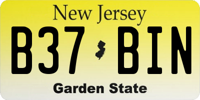 NJ license plate B37BIN